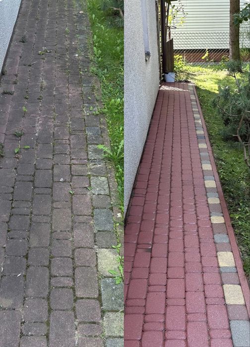 Mycie dachu elewacji kostki
