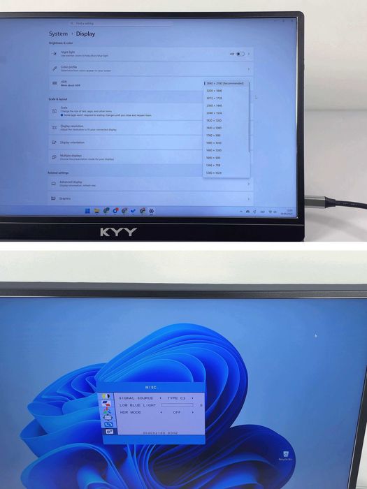 KYY K5 Портативний монітор 15.6" 4K UHD 3840x2160 USB C, HDMI, динамік
