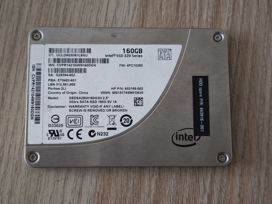 Intel SSD 320 Series 160GB SATA 2.5" SSDSA2BW160G3H