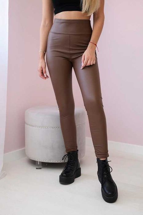 Ocieplane legginsy z eco skóry S,L
