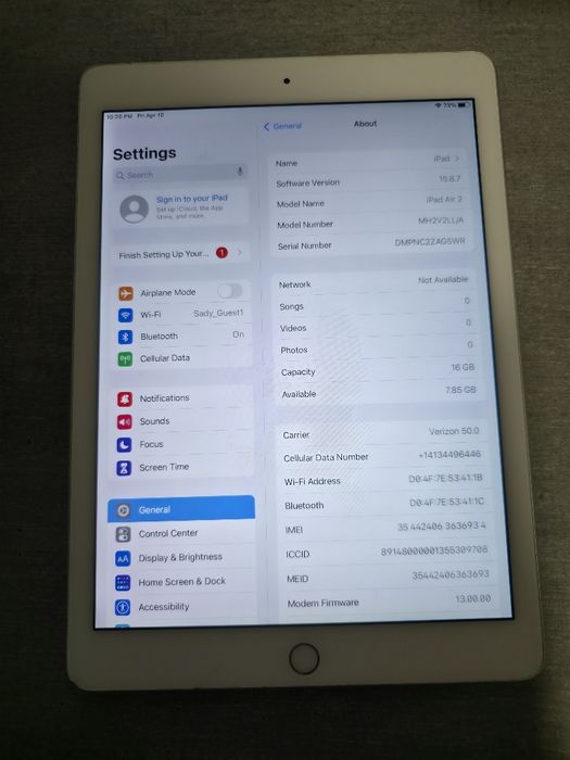 iPad Air 2. 16 гігабайт. Silver. Сім карта LTE.Без обмежень. Гарантія