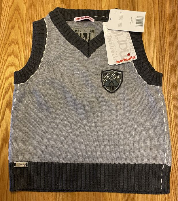 Kamizelka dzianinowa bezrękawnik 104 cm Mariquita nowy szary