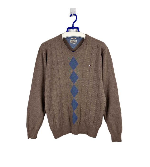 Sweter w romby TOMMY HILFIGER DENIM elegancki męski casual r. M