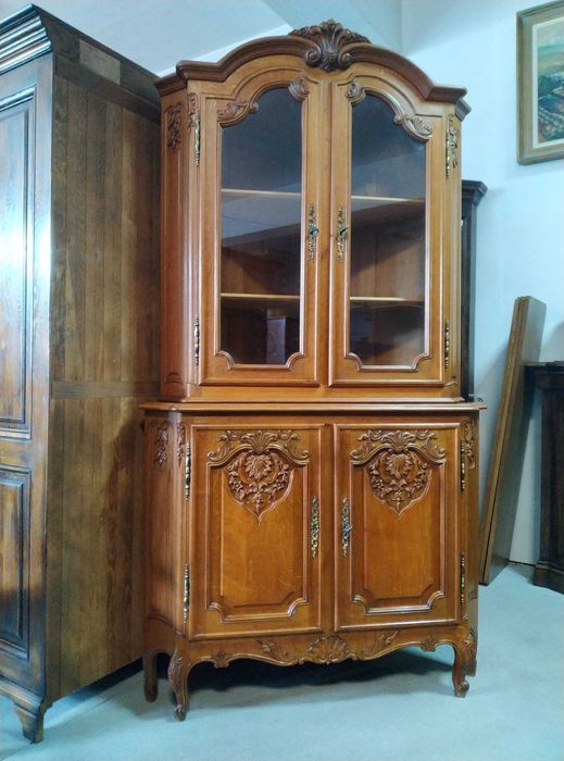 Witryna ludwikowska narożna lite drewno dębowe