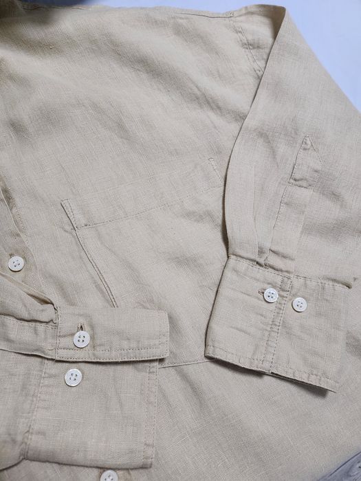 Льняная песочная рубашка оверсайз Zara лён