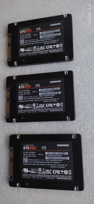 Samsung 870 Evo-Series 500 GB, Samsung 870 Evo 4Tb, Samsung 970 EVO Plus 2Tb, Samsung 850 Evo 500Gb