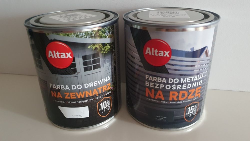 Biała farba do drewna, antracytowa do metalu