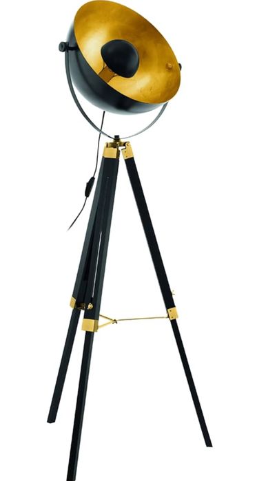 Candeeiro de Pé - EGLO Preto e Dourado | Vintage