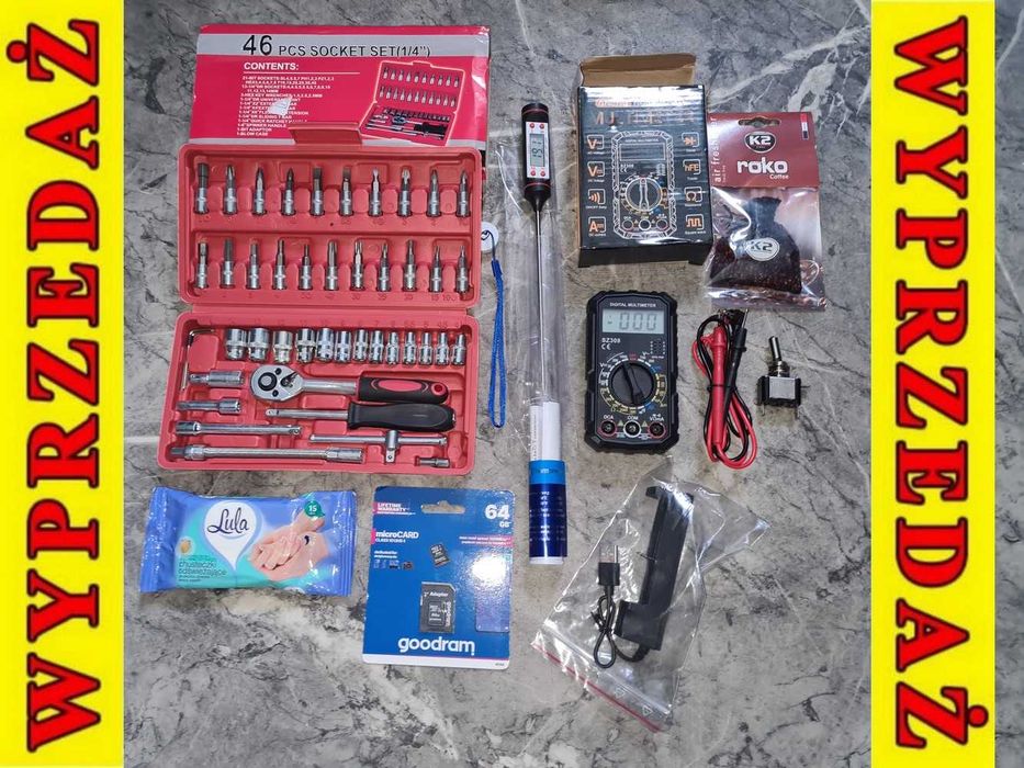 Tania NOWA elektronika Multimetr 46szt KLUCZY patrz OKAZJA