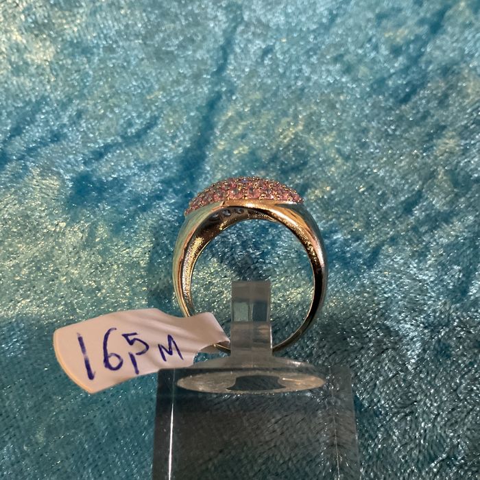 Anel prata pedra rosa T,16,5 m