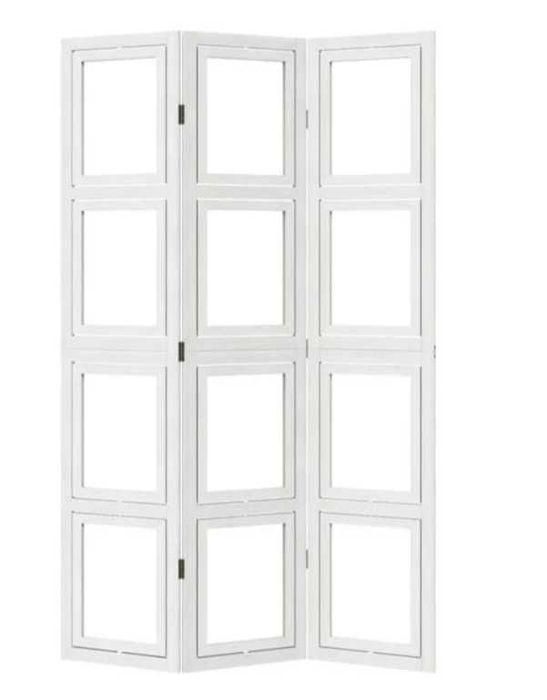 Parawan pokojowy, 3-panelowy, biały, lite drewno