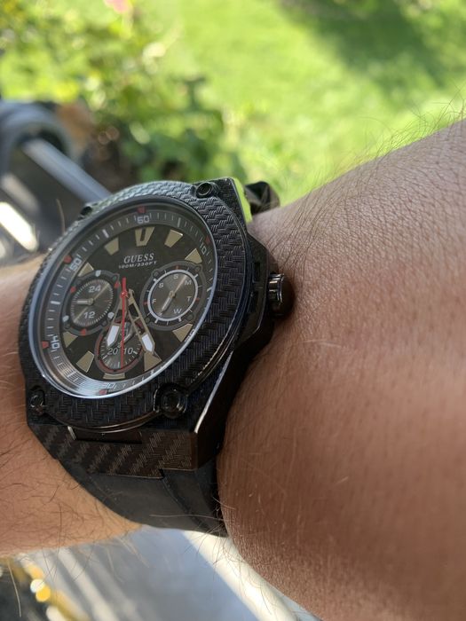 Powystawowy Zegarek Guess W1048G2 Carbon/Red/Gumowy Pasek/Gw/Wys!