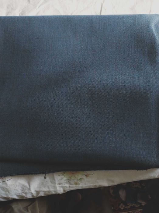 Kupon materiału vintage grafit, niebieski, elana, wełna na lato, garnitur, garsonka