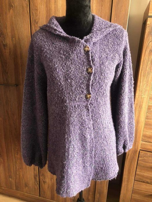 Sweter rozpinany z kapturem z dodatkiem welny rozm. S-M
