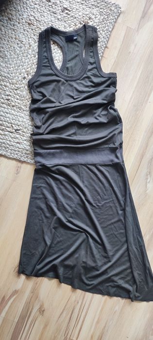 Letnia sukienka brązowa 36 S H&M asymetryczny dół ciążowa