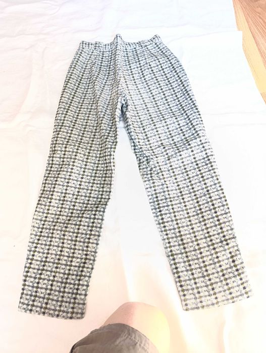 Штаны девичьи вельветовые в клеточку, брюки, размер 134