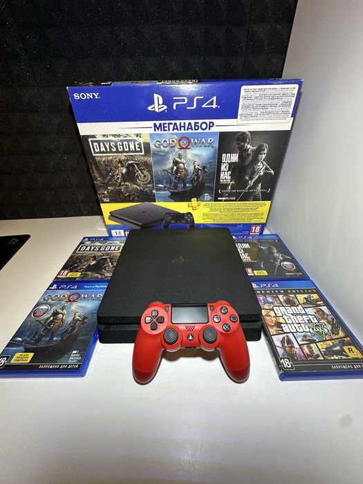 PlayStation 4 Slim 1 TB + диски з іграми