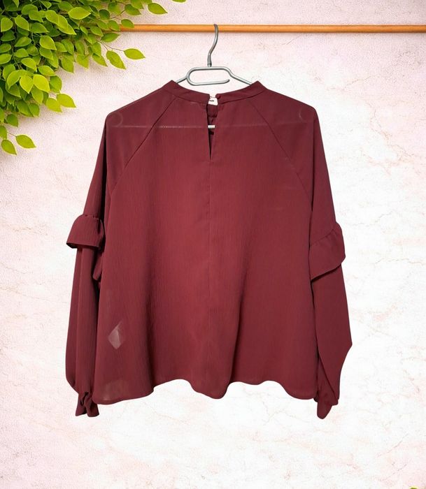 Elegancka bluzka Cubus, kolor burgundowy, r. 36 (S), falbany