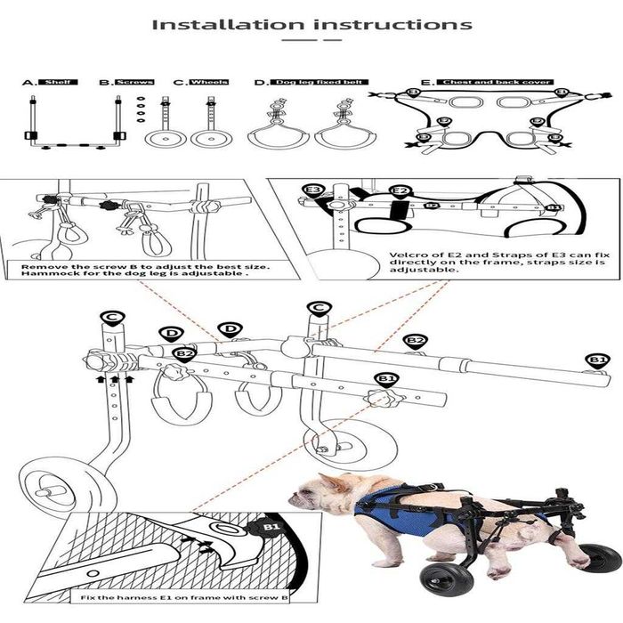 Інвалідна коляска для собак регульована