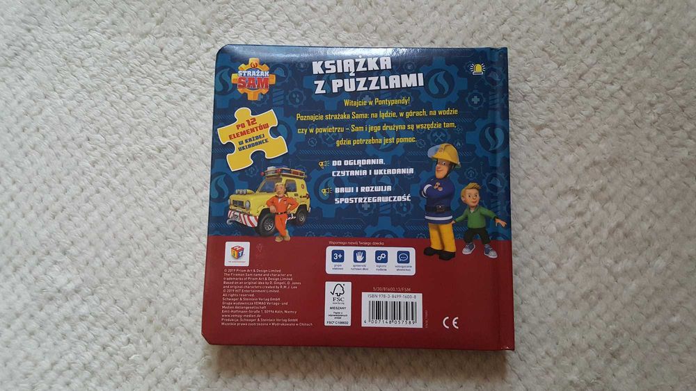 Książka z puzzlami Strażak Sam, 12 elementów