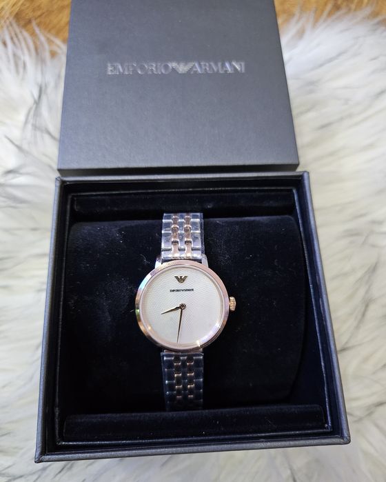 Zegarek damski srebrno złoty bransoletka Emporio Armani Oryginał