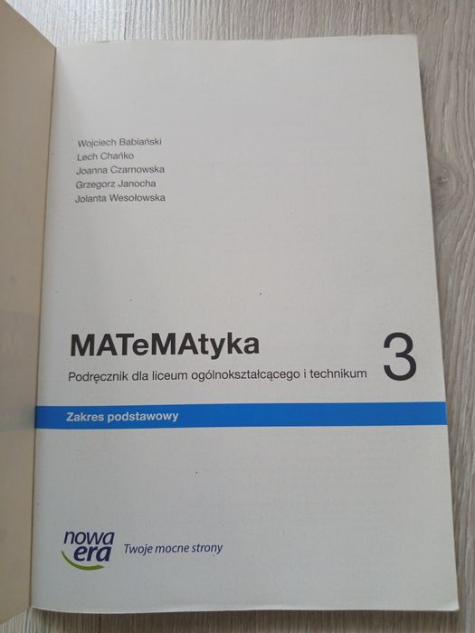 MATEMATYKA 3   Zakres podstawowy podręcznik dla liceum i technikum