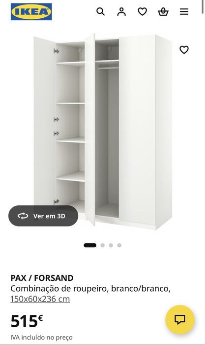 Roupeiro Ikea PAX/FORSAND Branco