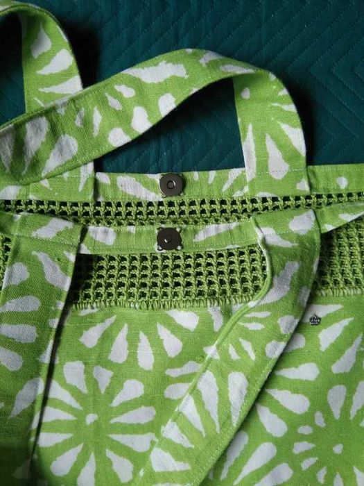 Zielona bawełniana torebka typu shopper w stylu boho