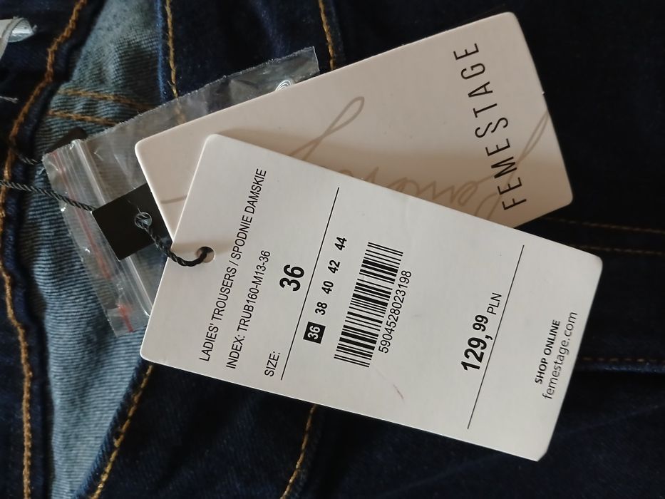 Femastage Ewa Minge granatowe jeansy rurki wysoki Stan Nowe 34/36