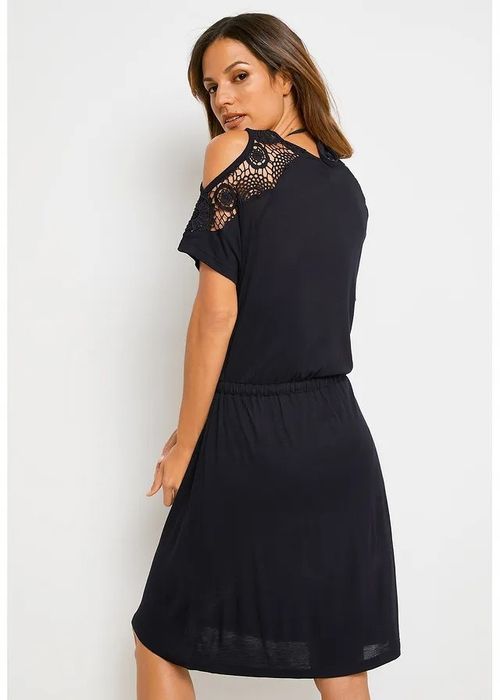 B.P.C sukienka tunika plażowa prześwitująca czarna z koronką ^36/8