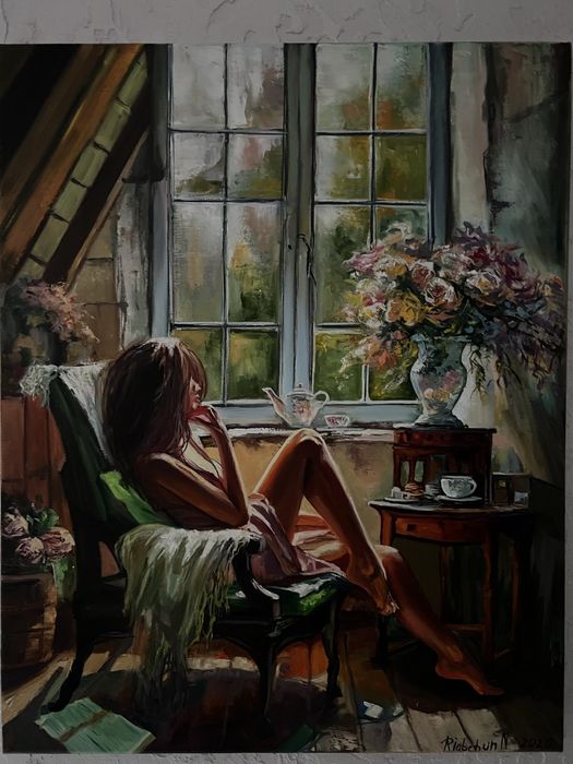 Obraz olejny Myśli o Tobie 50*40 płótno bawełna