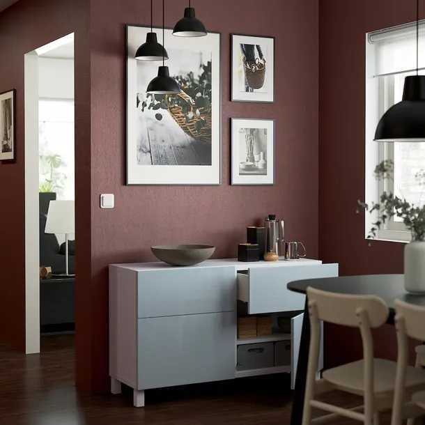 IKEA-SELSVIKEN-Drzwi  NOWE do BESTA front-szuflady-polysk-jasnoszaro-niebieski-60x38  8 szt.