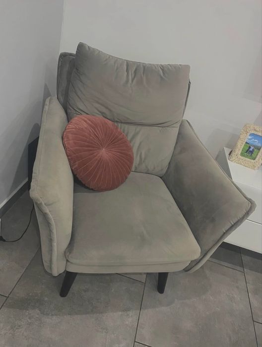 Komplet wypoczynkowy kanapa + fotel welur REZERWACJA