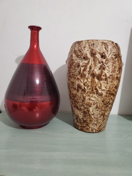 Vaso/jarra em vidro e barro