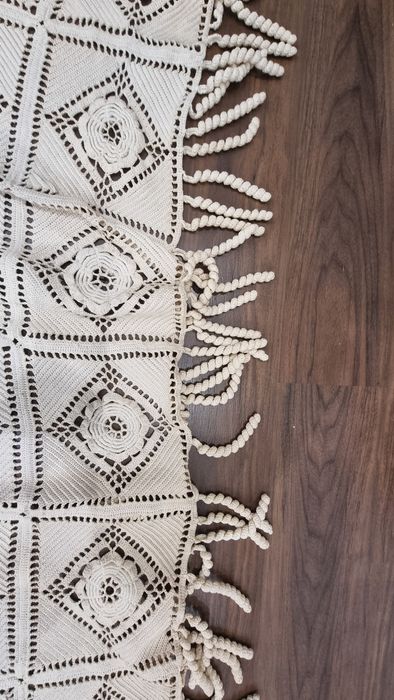 Cobertor antigo em croché Feito à mão 2,40 × 2,20 m