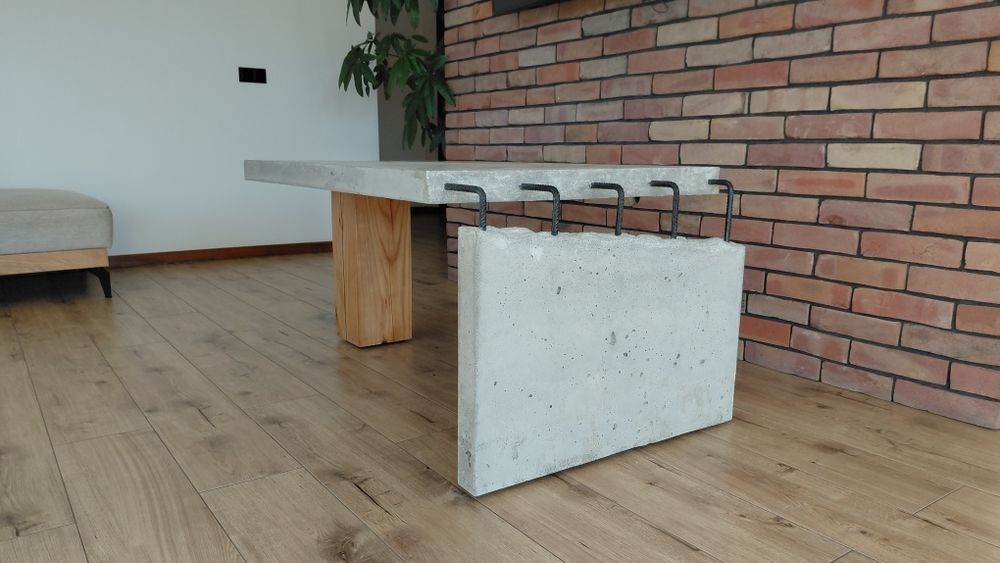 Stół loft-beton,drewno,stal-recznie wykonany.