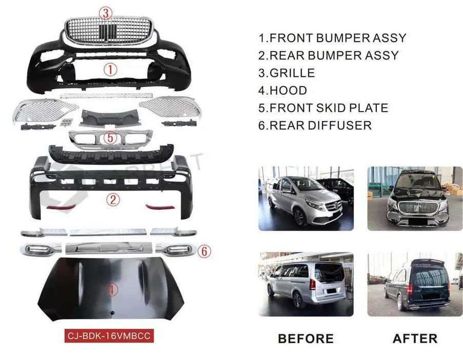 Обвес в стиле Maybach для Mercedes-Benz V-Class и Vito W447 2014- обвіс мерседес-бенц Type GLS з капотом