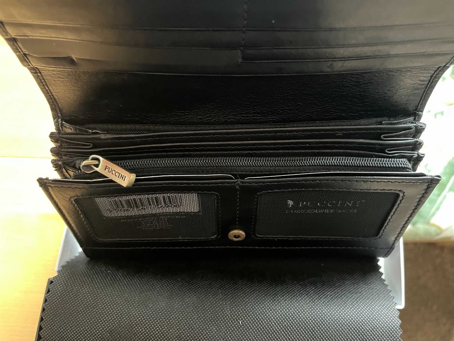 Portfel damski Puccini Murano – skórzany, czarny, nowa
