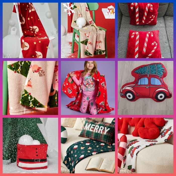 Теплий різдвяний плед, подушка Sinsay в наявності