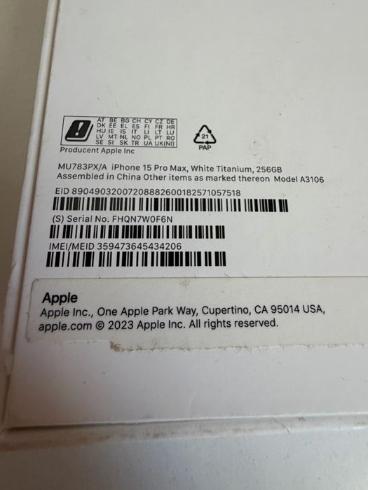 @ Bateria 100% iPhone 15 Pro Max 256gb White Titanium
