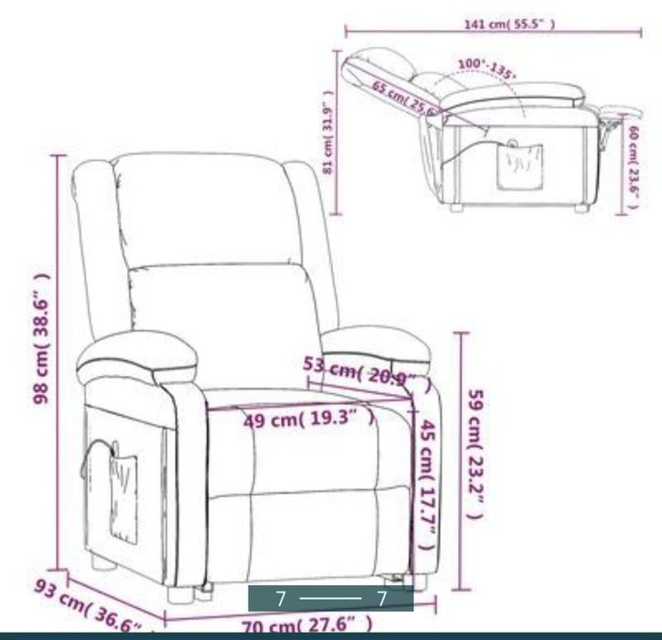 Poltrona de massagens, reclinável