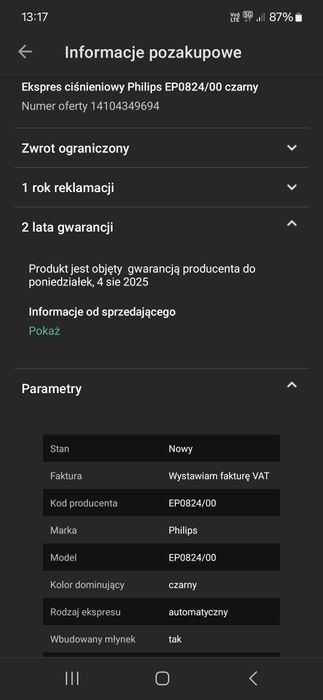 Ekspres Philips, używany, bdb stan