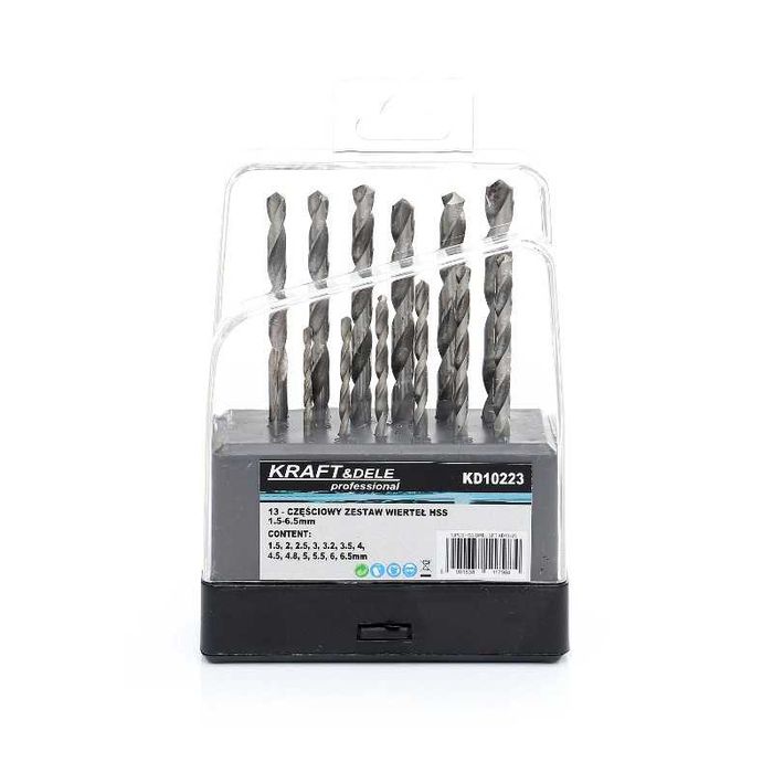 Wiertła do metalu i drewna 1,5mm do 6,5mm HSS 13szt. KD10223