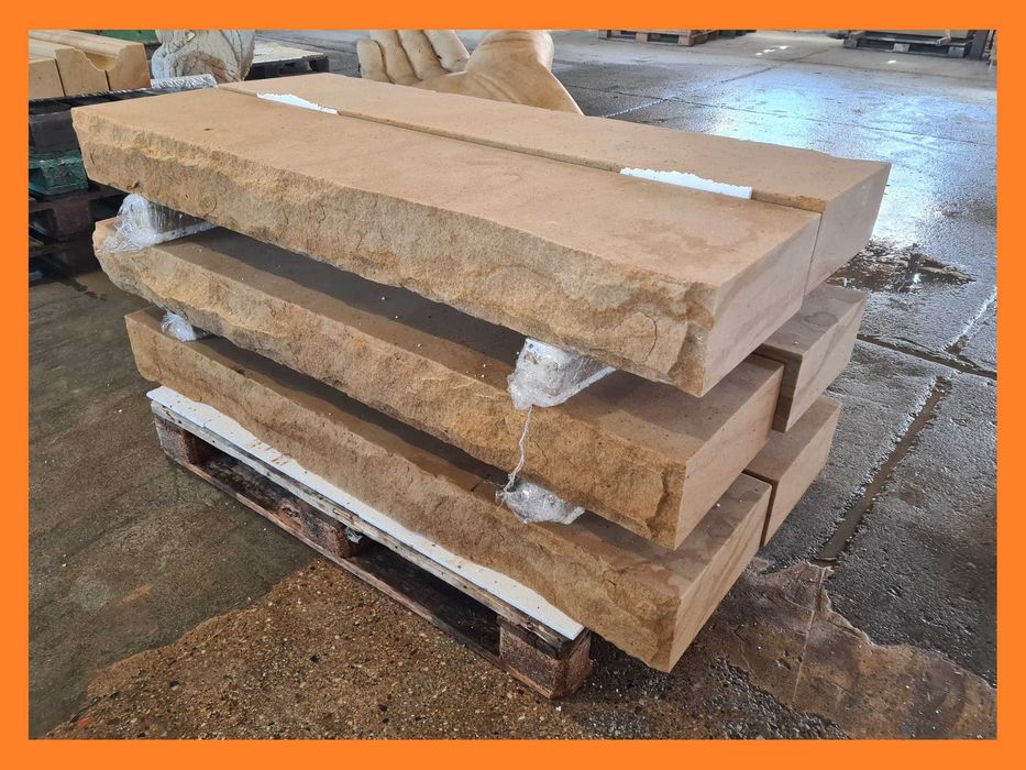 107. Stopień ogrodowy z piaskowca | Schody do ogrodu | 120×35×15 cm | Kamień naturalny