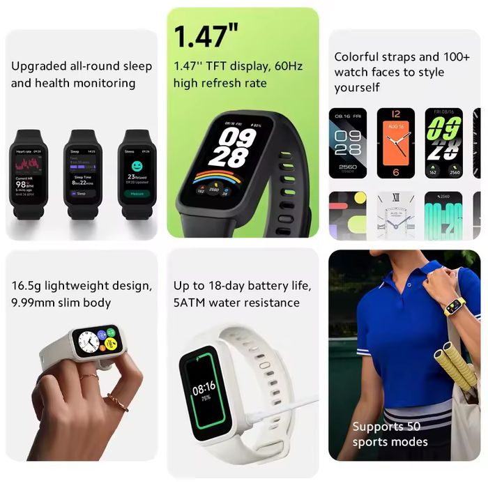 Фітнес годинник Mi Smart Band 9 Active 1.47" до 18 днів смарт Xiaomi