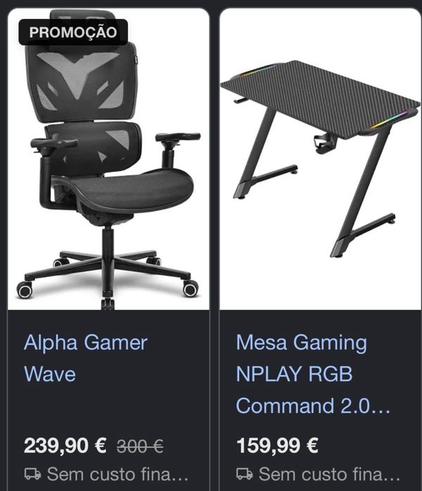 Mesa e cadeira gaming material novo tirado das caixas mas sem uzo