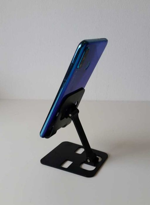 Suporte de mesa para telemóvel e tablet, dobrável, de alumínio.