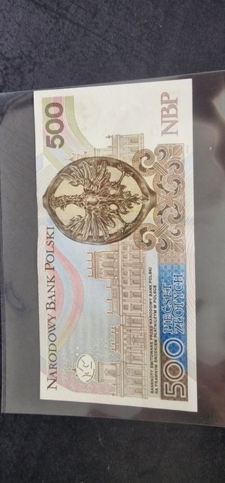 Banknot 500zl seria AB prawie solid