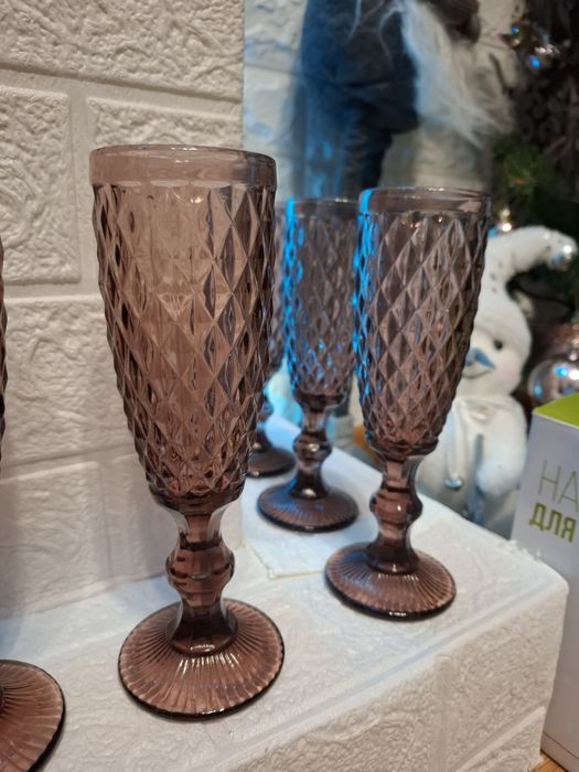 Набір келихів для шампанського з кольорового скла  180мл