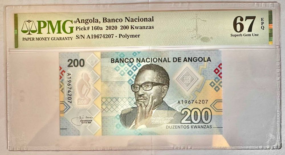 Nota de Angola – 200 Kwanzas 2020 – Pick# 160a (PMG 67 EPQ Superb Gem Unc)
